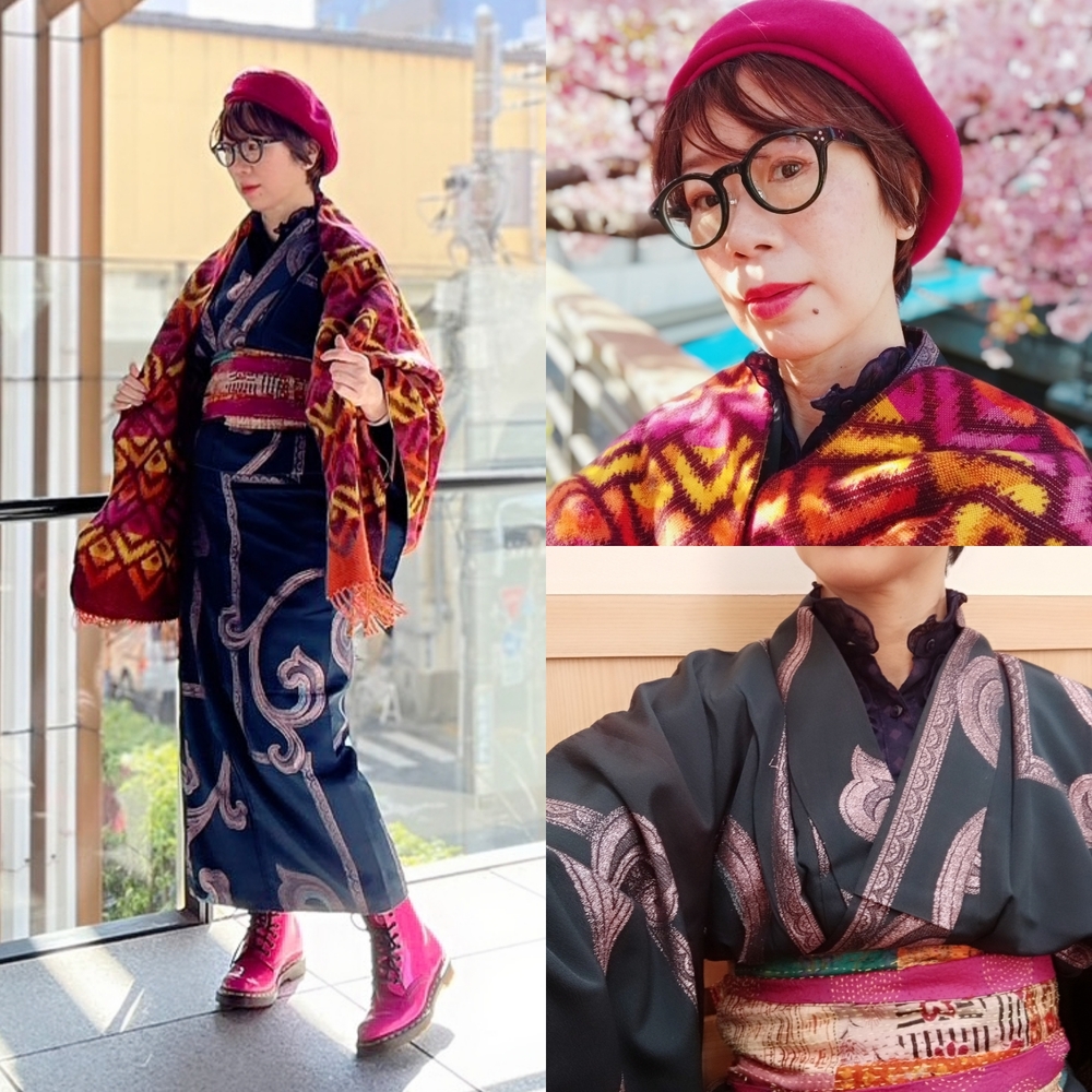 マゼンダ ピンク O s boutiqueオリジナル 個性的で可愛いコットン単衣