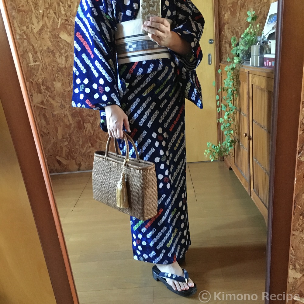 絞り浴衣×ミンサー半幅帯 | きものレシピ | KimonoRecipe