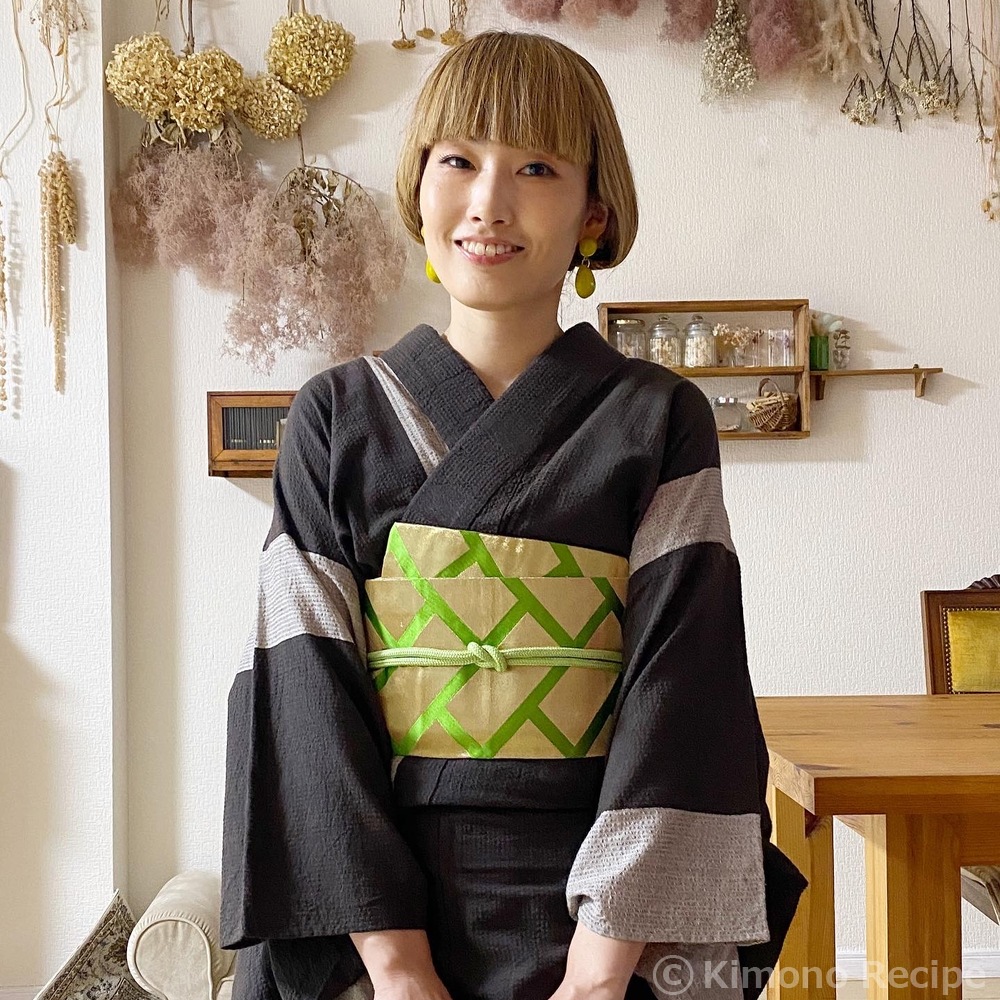 コーディネート 阿波しじら 着物 羽織 阿波しじらとギラギラ踊り帯で