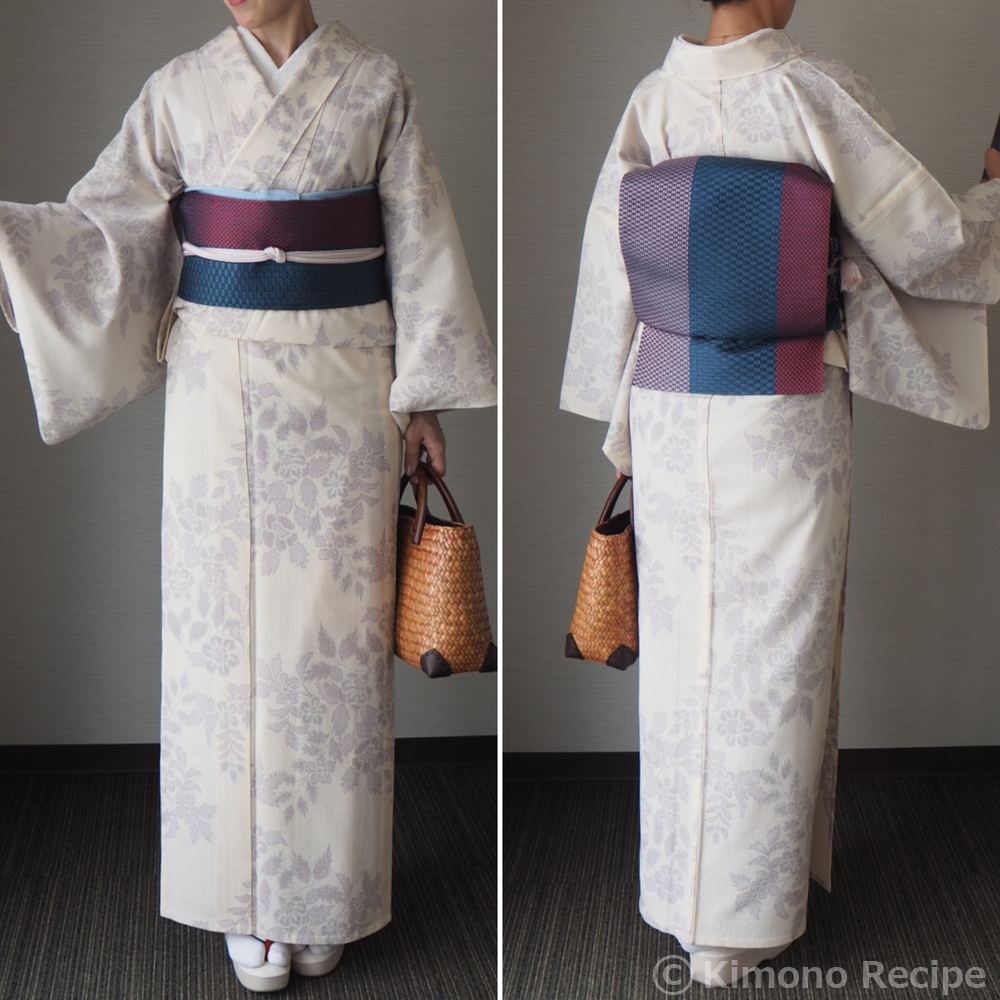 塩沢御召×博多織八寸帯 きものレシピ KimonoRecipe